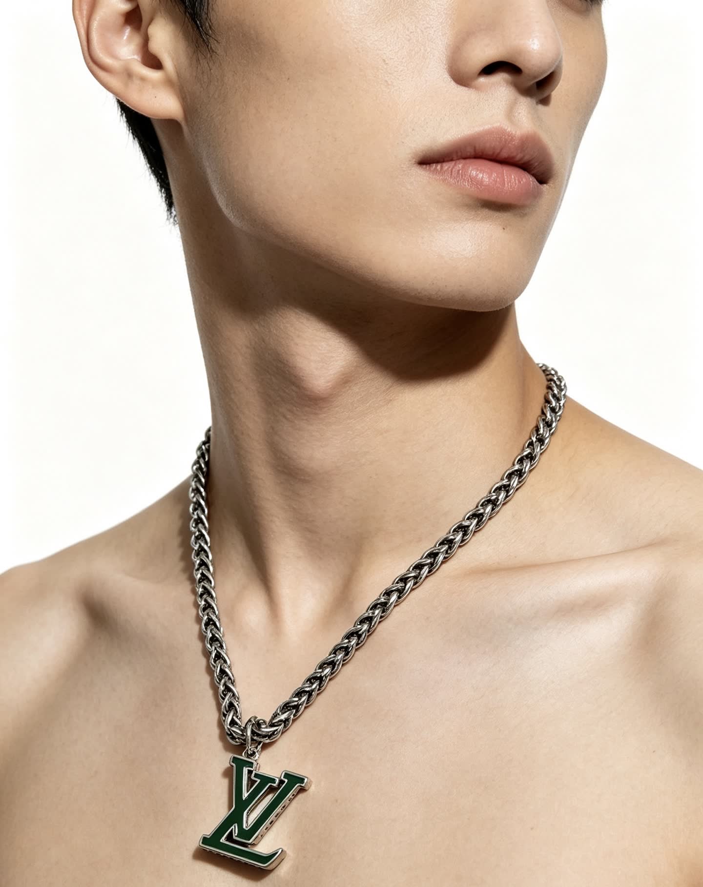 Louis Vuitton Silver Chain with LV Pendant